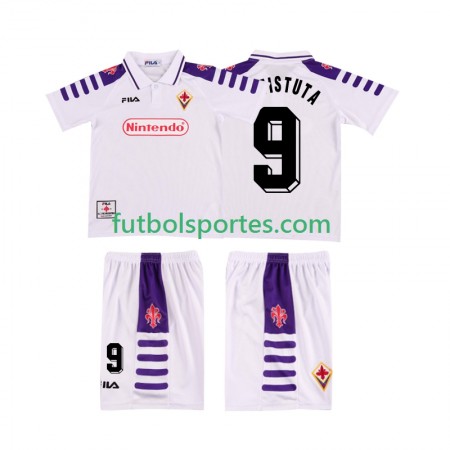 Camiseta ACF Fiorentina BASTUTA 9 1999 Retro Niño Segunda Equipación 1998